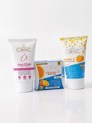 ICONIC Acne Clean, Rice And Vitamin-C Face Wash & Beauty Cream 3Pcs